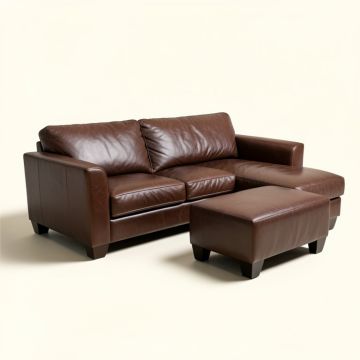 Hamby 103.5 '' Wide Faux Leather Sofa & Chaise With Ottoman (synthetic illustration; no displayed measurements)
