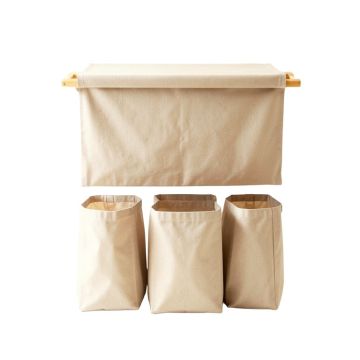 Aspen Bluff Laundry Sorting Station With Plain Removable Bags - Beige