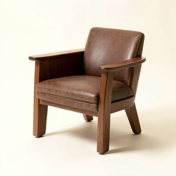 Scharff Solid Wood Stacking Arm Chair In Brown (synthetic illustration; no displayed measurements)
