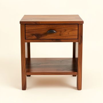 One-Drawer Nightstand in Walnut (synthetic illustration; no displayed measurements)
