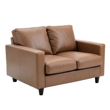 Eastham 64 '' Genuine Leather Square Arm Loveseat