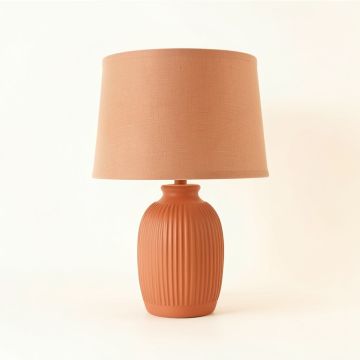 Heath Bend Table Lamp With A Plain Fabric Shade - Terracotta (synthetic illustration; no displayed measurements)