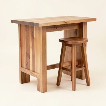 Amulek Solid Wood Counter & Bar Stool (synthetic illustration; no displayed measurements)