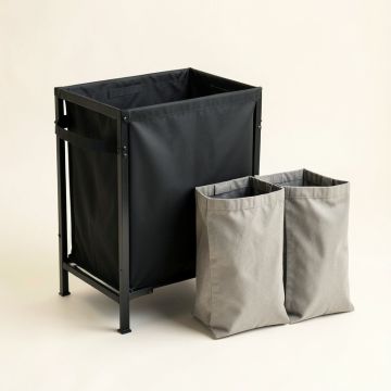 Summit Dale Laundry Sorting Station With Plain Removable Bags - Black (synthetic illustration; no displayed measurements)