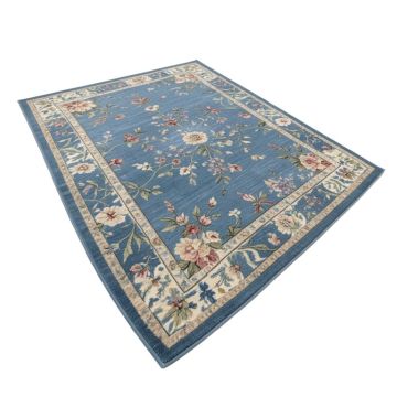 Wilkesboro 3 Piece Floral Border Blue Area Rug Set