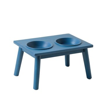 Maple Field Pet Feeding Stand With Two Plain Empty Bowls - Blue