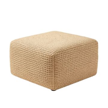 Benny Zona Hand Woven 100 % Cotton 18-Inch Pouf Ottoman , Natural