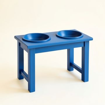 Holly Edge Pet Feeding Stand With Two Plain Empty Bowls - Blue (synthetic illustration; no displayed measurements)