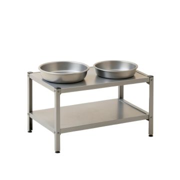 Brook Brook Pet Feeding Stand With Two Plain Empty Bowls - Gray