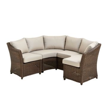 Curved 3 Piece Seating Group With Cushions