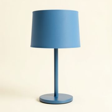 Birch Branch Table Lamp With A Plain Fabric Shade - Blue (synthetic illustration; no displayed measurements)