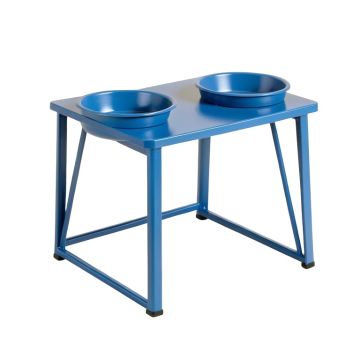 Meadow Field Pet Feeding Stand With Two Plain Empty Bowls - Blue
