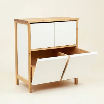 Ridge Branch Freestanding Pull-Out Hamper Cabinet - White (synthetic illustration; no displayed measurements)