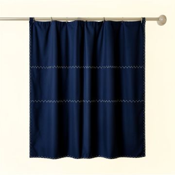 Stone Edge Shower Curtain Hanging Flat From A Plain Rod - Navy (synthetic illustration; no displayed measurements)