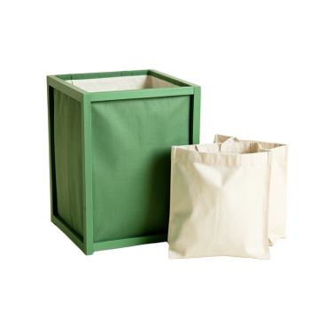 Vale Branch Laundry Sorting Station With Plain Removable Bags - Green
