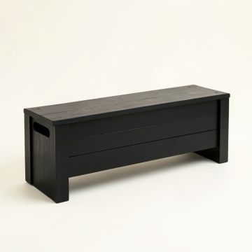 Cedar Crossing Narrow Outdoor Storage Bench - Black (synthetic illustration; no displayed measurements)