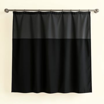 Brook Bluff Shower Curtain Hanging Flat From A Plain Rod - Black (synthetic illustration; no displayed measurements)