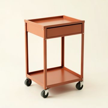 Linden Dell Empty Rolling Workshop Cart - Terracotta (synthetic illustration; no displayed measurements)