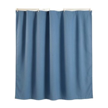 Alder Bend Shower Curtain Hanging Flat From A Plain Rod - Blue