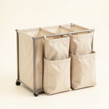 Olive Crossing Laundry Sorting Station With Plain Removable Bags - Beige (synthetic illustration; no displayed measurements)