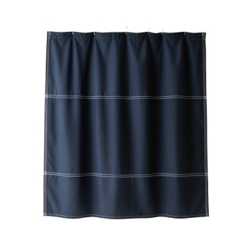 Flint Crest Shower Curtain Hanging Flat From A Plain Rod - Navy