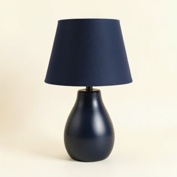 Elm Brook Table Lamp With A Plain Fabric Shade - Navy (synthetic illustration; no displayed measurements)