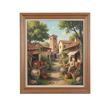 Mexican Hilltown By Linda Parker - Painting Print On Canvas