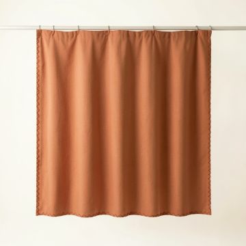 Briar Edge Shower Curtain Hanging Flat From A Plain Rod - Terracotta (synthetic illustration; no displayed measurements)