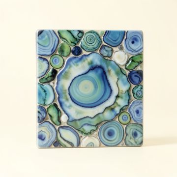 2 '' X 7.5 '' Authentic Seashell Tile Decorative Mosaic In Blue/Green Abalone (synthetic illustration; no displayed measurements)