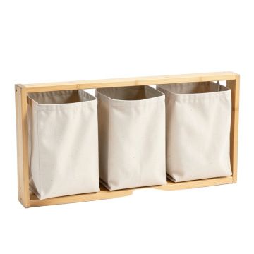 Meadow Canyon Laundry Sorting Station With Plain Removable Bags - Beige