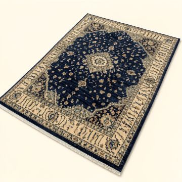 Lapointe Oriental Dark Blue/Beige Area Rug (synthetic illustration; no displayed measurements)