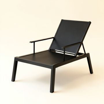 Reed Arc Outdoor Lounge Chair - Black (synthetic illustration; no displayed measurements)