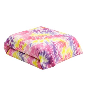 Ethnic Vivid Colored Tie Dye Effect Flower Kids Duvet Cover Set