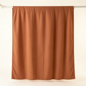 Olive Crossing Shower Curtain Hanging Flat From A Plain Rod - Terracotta (synthetic illustration; no displayed measurements)