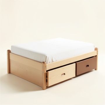 Dolby Twin Solid Wood Bed With Drawers (synthetic illustration; no displayed measurements)