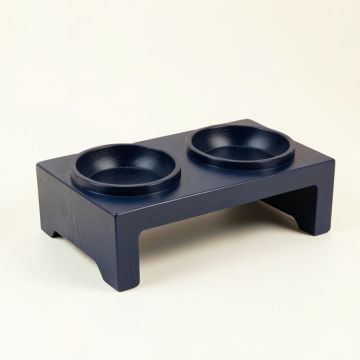 Wren Arc Pet Feeding Stand With Two Plain Empty Bowls - Navy (synthetic illustration; no displayed measurements)