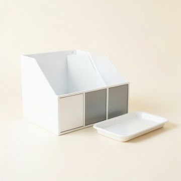 Dawn Arc Empty Coffee-Station Organizer (synthetic illustration; no displayed measurements)