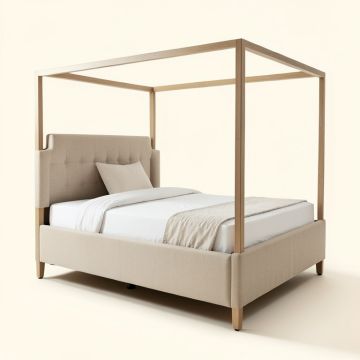 Melway Queen Upholstered Low Profile Four Poster Bed (synthetic illustration; no displayed measurements)