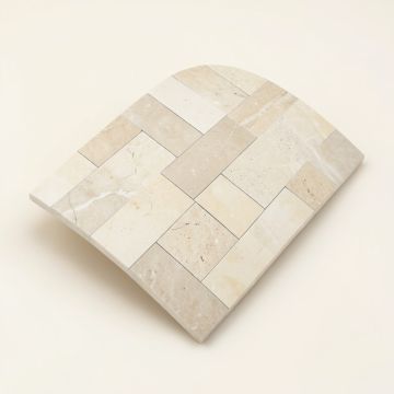 Crema Herringbone Arched 1 '' X 3 '' Marble Mosaic Tile (synthetic illustration; no displayed measurements)