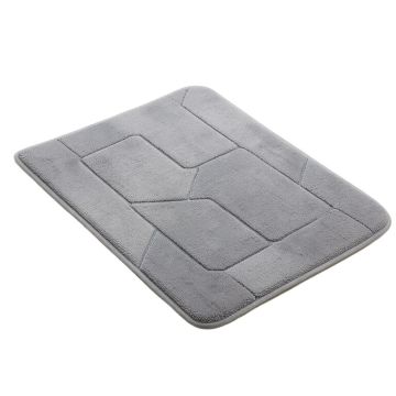Mystery Blue Foam Rectangle Memory Foam Non-Slip Geometric Bath Rug