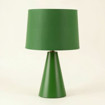Flint Crest Table Lamp With A Plain Fabric Shade - Green (synthetic illustration; no displayed measurements)