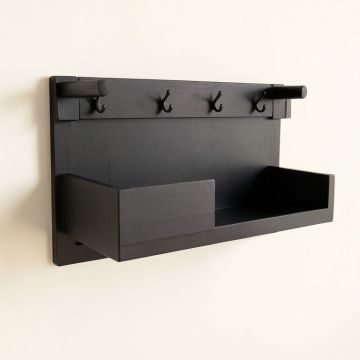 Shore Crossing Wall-Mounted Entryway Organizer Shelf - Black (synthetic illustration; no displayed measurements)