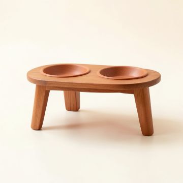 Fern Bend Pet Feeding Stand With Two Plain Empty Bowls - Terracotta (synthetic illustration; no displayed measurements)