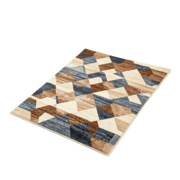 Peden Geometric Tufted Wool Beige/Brown/Blue Area Rug