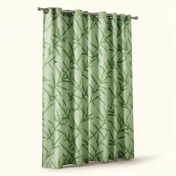 Bamboo Leaves Design Beaded Floral Sheer Single Curtain Panel (synthetic illustration; no displayed measurements)