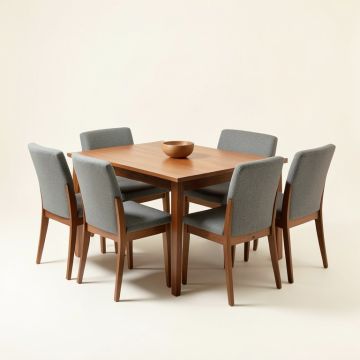 Mid-Century 5 Piece Wooden Dining Set With 4 Padded Dining Chairs (synthetic illustration; no displayed measurements)