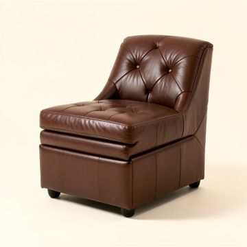 Schuster Tufted Leather Upholstered Stacking Side Chair In Brown (synthetic illustration; no displayed measurements)