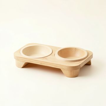 Birch Canyon Pet Feeding Stand With Two Plain Empty Bowls - Ivory (synthetic illustration; no displayed measurements)