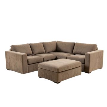 Alídio 132 '' Wide Microfiber/Microsuede Left Hand Facing Modular Sectional With Ottoman