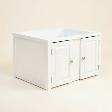 Field Field Empty Furniture-Style Litter Enclosure - White (synthetic illustration; no displayed measurements)